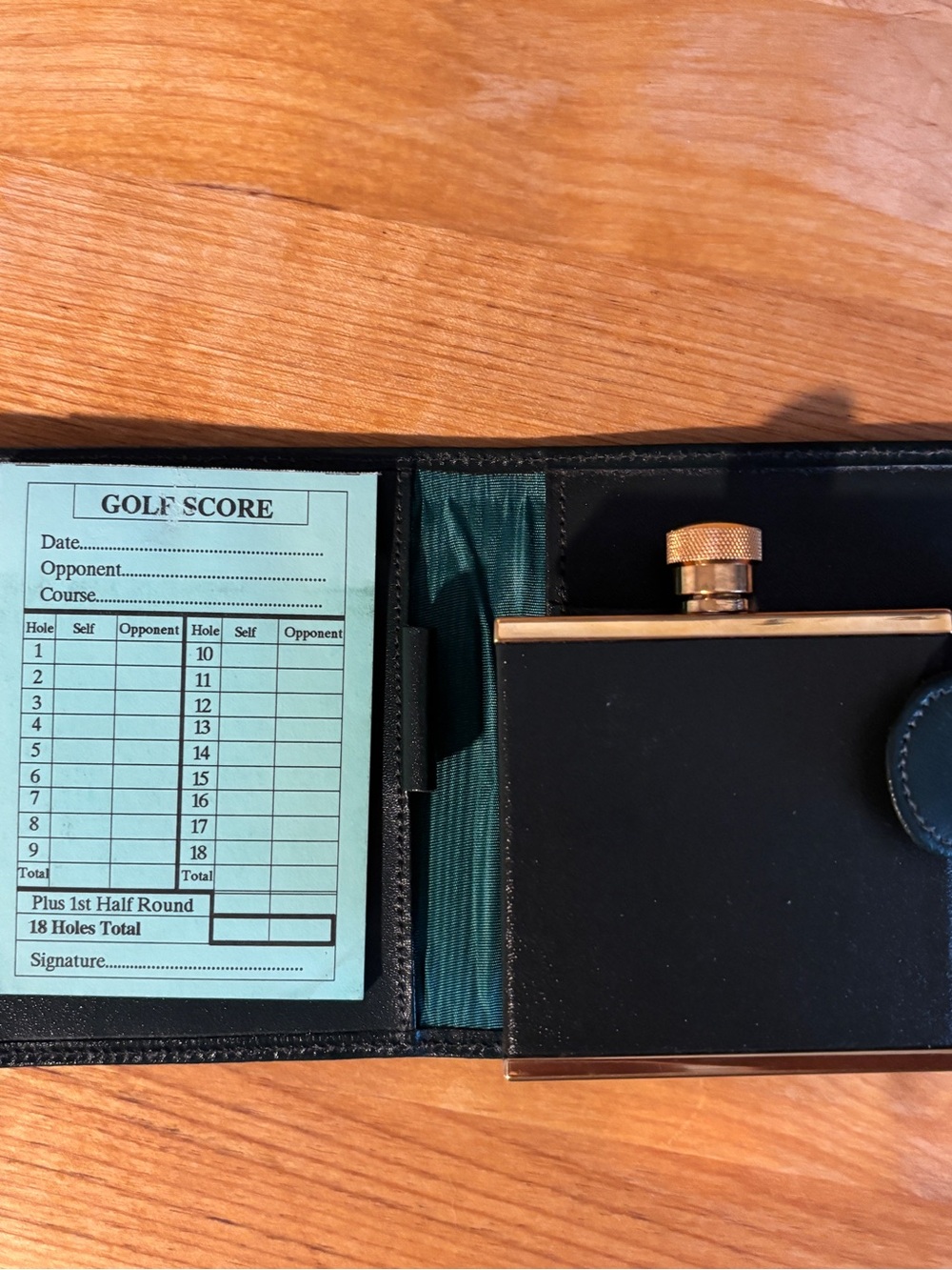 On the Green & Marlborough of England Flask and Golf Score Card Holder
